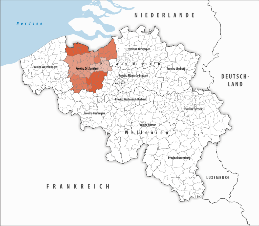 Carte de localisation de la province de Flandre-Orientale