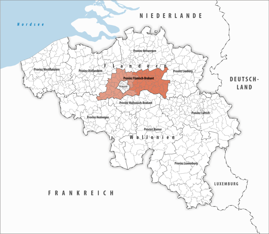 Carte de localisation de la province du Brabant flamand
