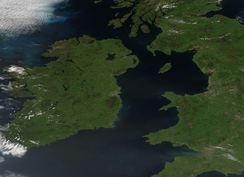 Image satellite de l'île d'Irlande