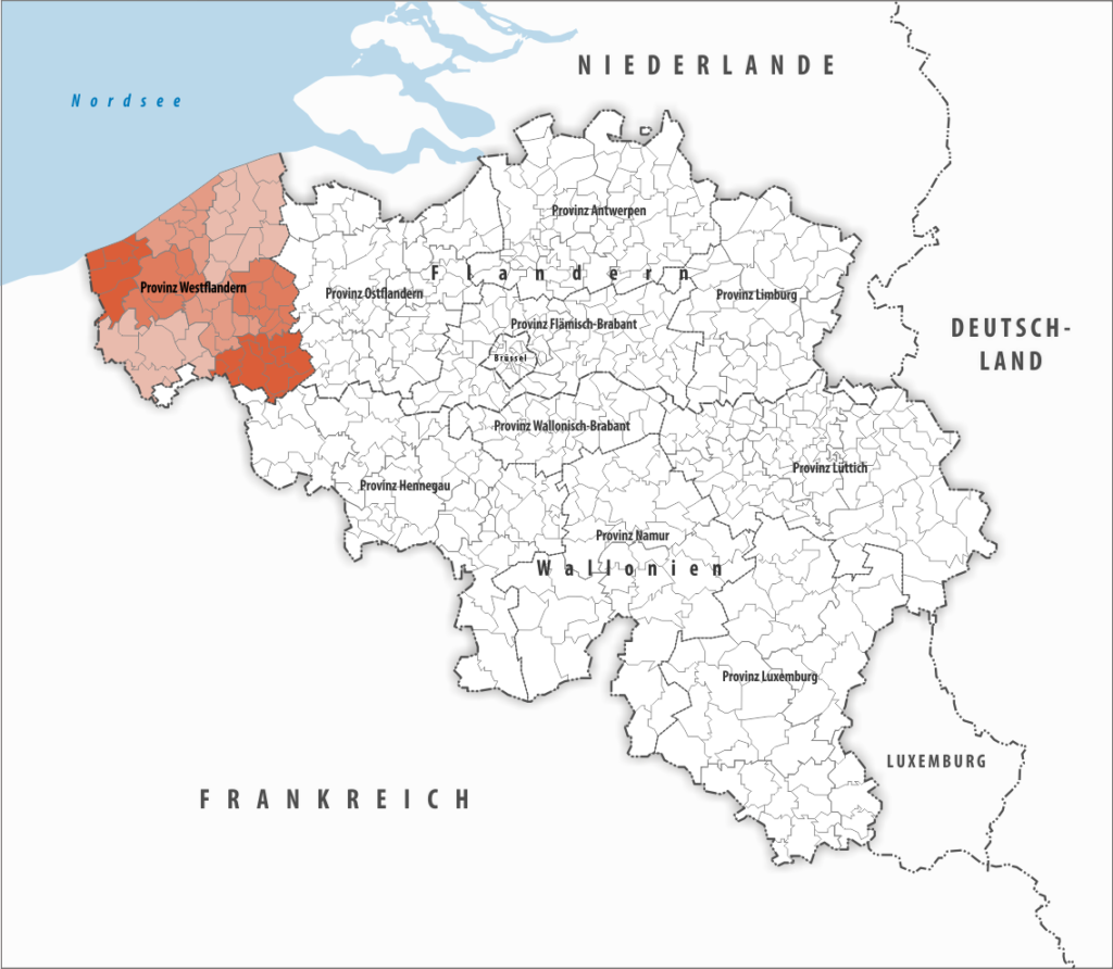 Carte de localisation de la province de Flandre-Occidentale