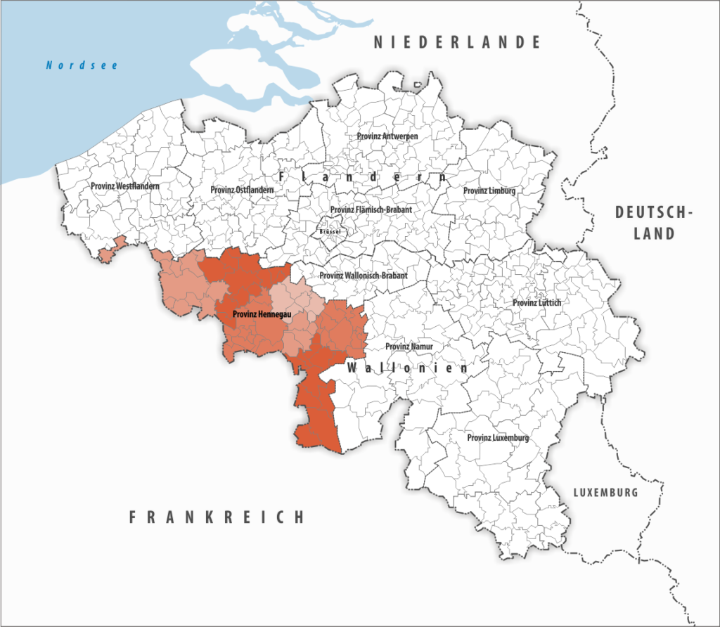 Carte de localisation de la province de Hainaut