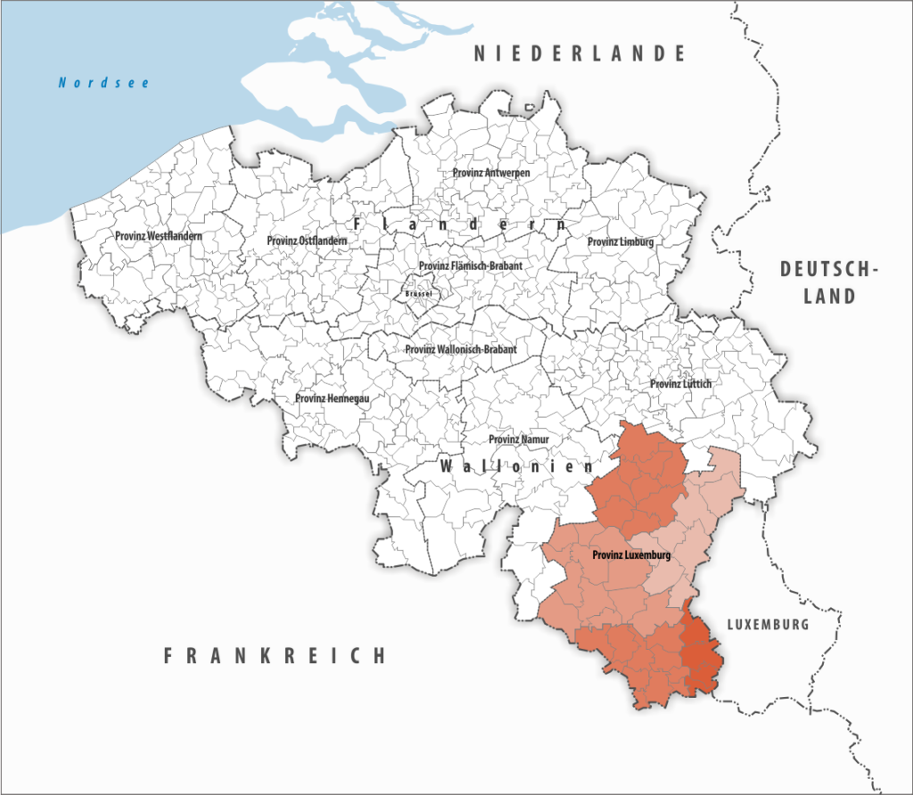 Carte de localisation de la province de Luxembourg