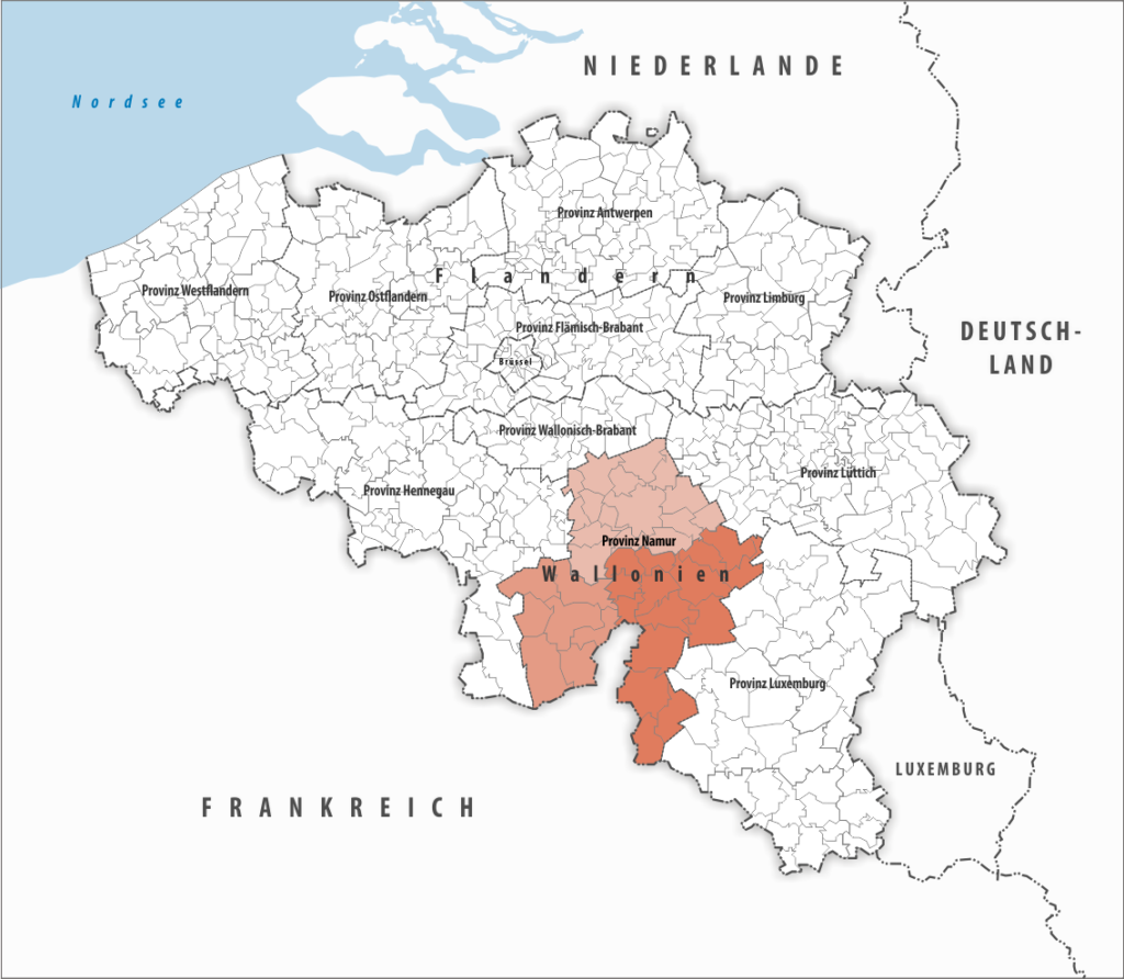 Carte de localisation de la province de Namur