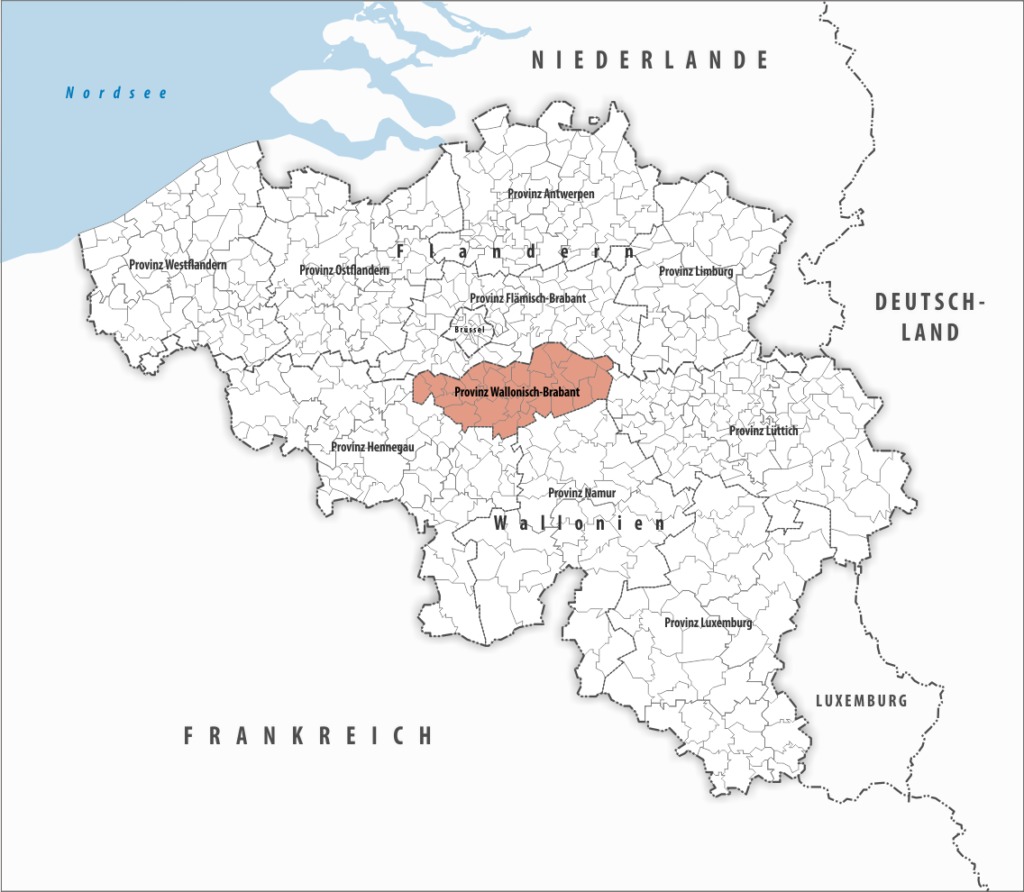 Carte de localisation de la province du Brabant wallon