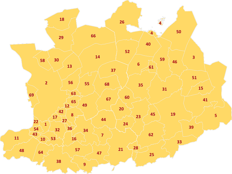 Carte des communes de la province d'Anvers