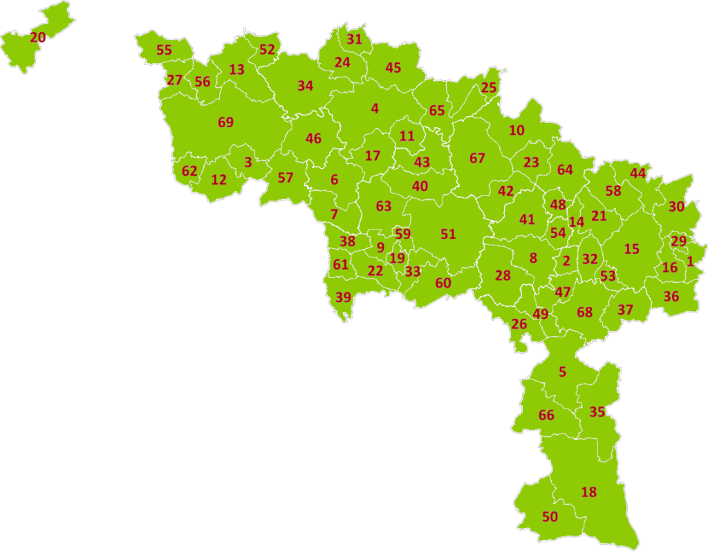 Carte des communes de la province de Hainaut