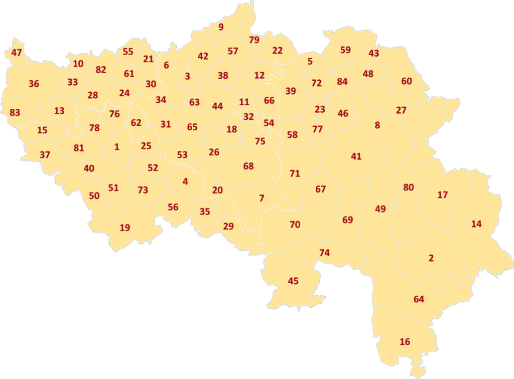 Carte des communes de la province de Liège