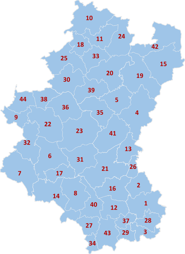 Carte des communes de la province de Luxembourg