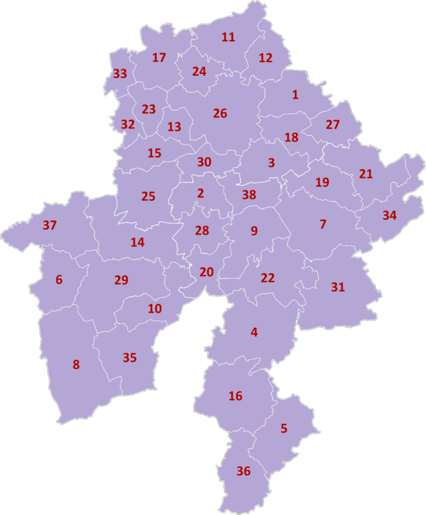 Carte des communes de la province de Namur