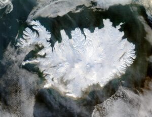 Image satellite de l’Islande en hiver
