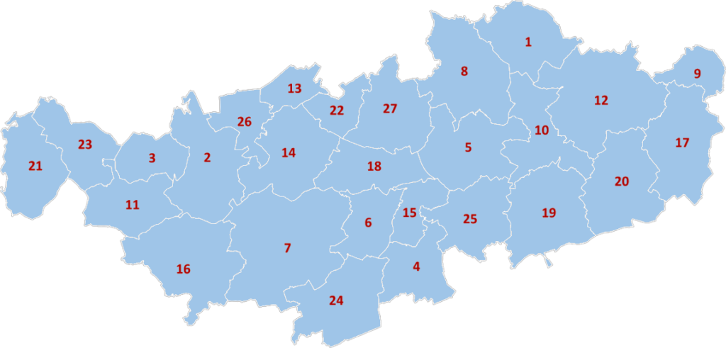 Carte des communes de la province du Brabant wallon