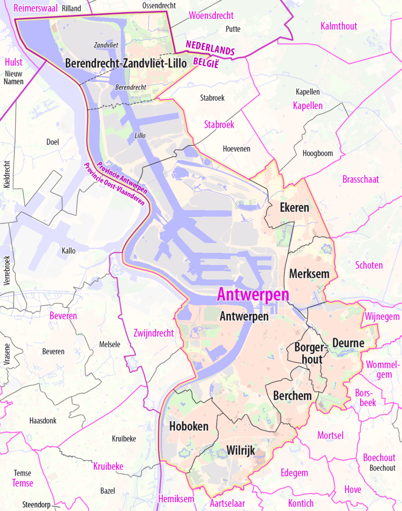 Carte des districts d'Anvers
