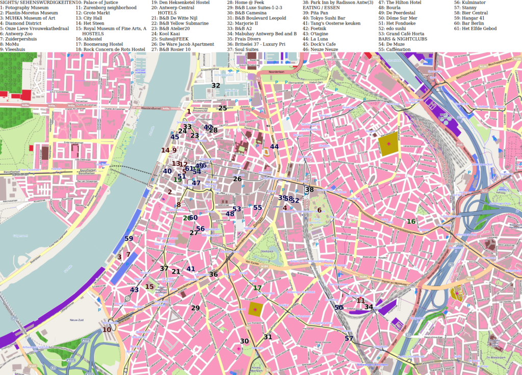 Carte touristique d'Anvers