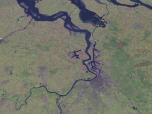 Photo satellite de l'Escaut près d'Anvers 2005