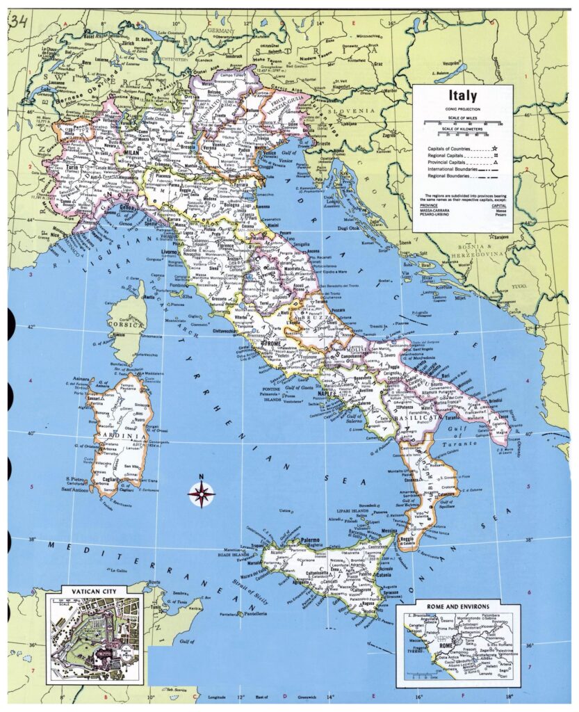 Carte des principales villes d'Italie
