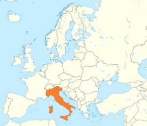 Carte de localisation de l'Italie en Europe.