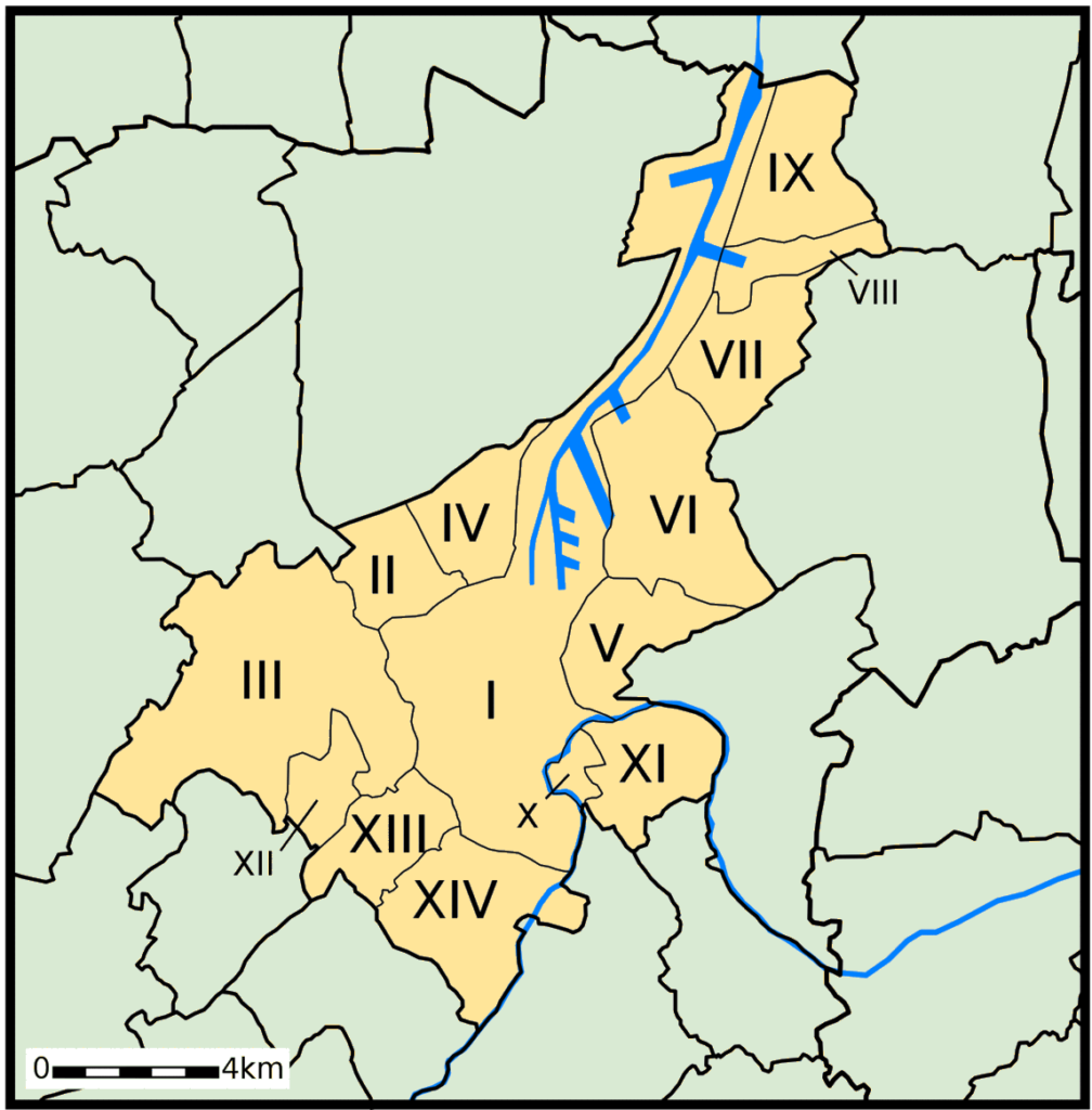 Carte des sections de la ville de Gand