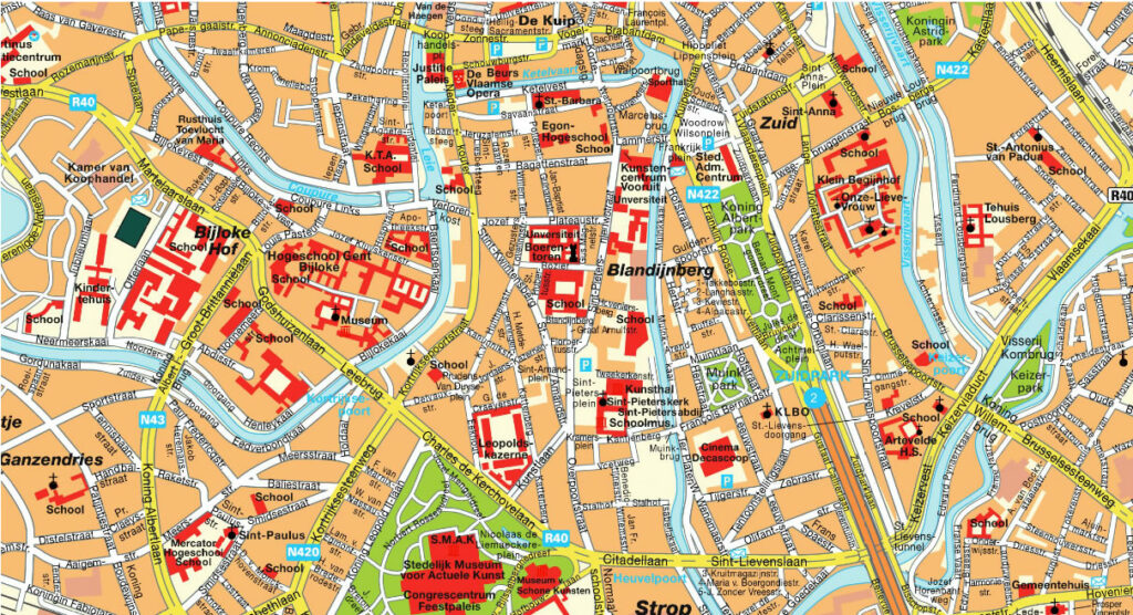 Carte du centre-ville de Gand