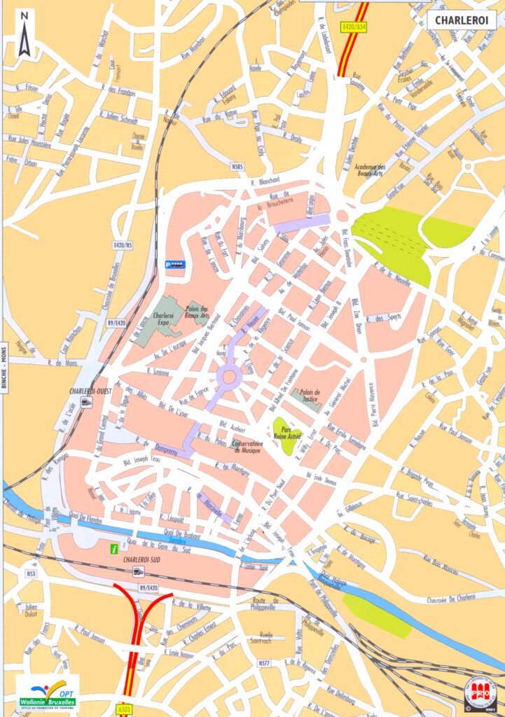 Carte du centre-ville de Charleroi