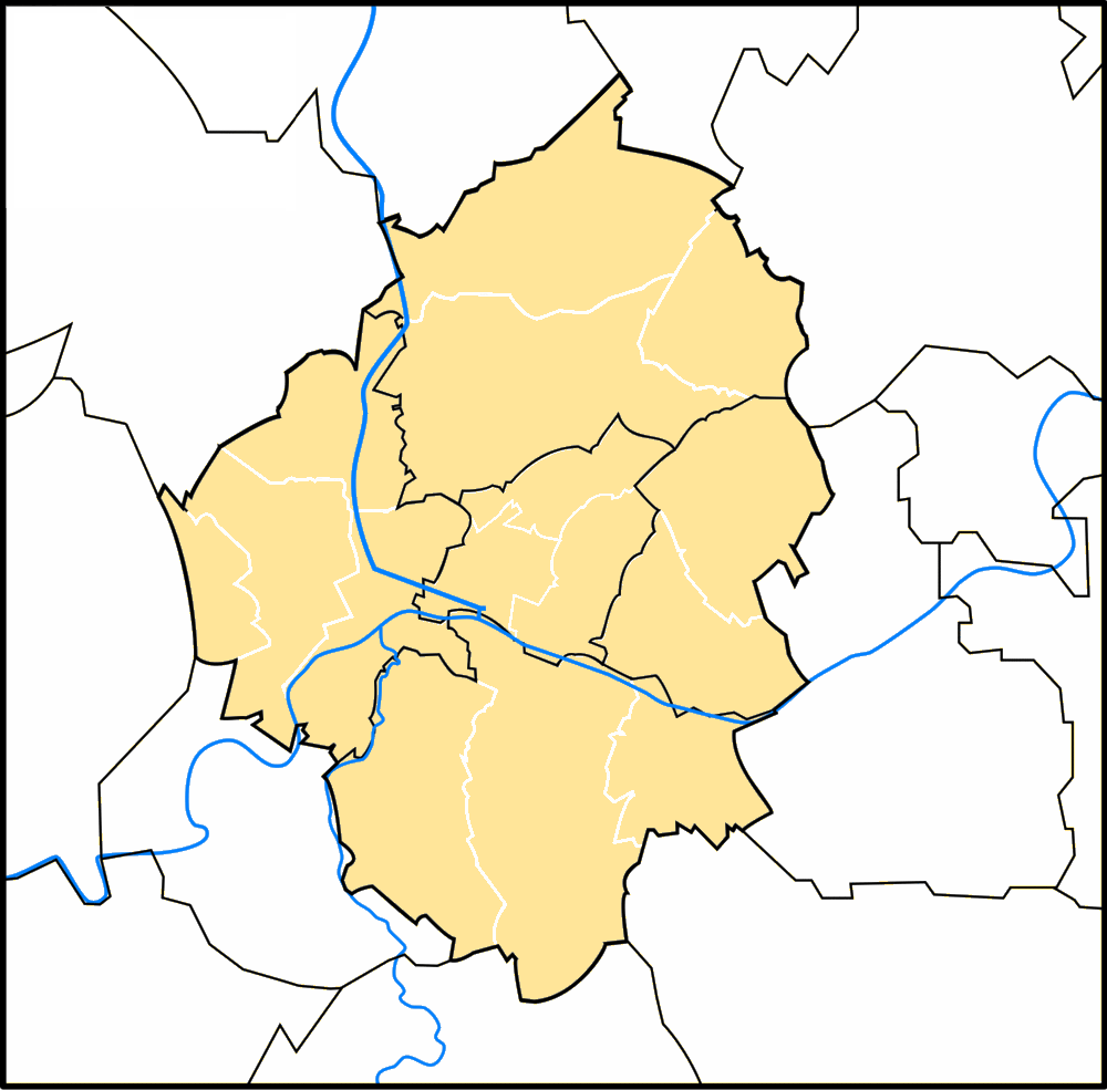 Carte des districts de la ville de Charleroi