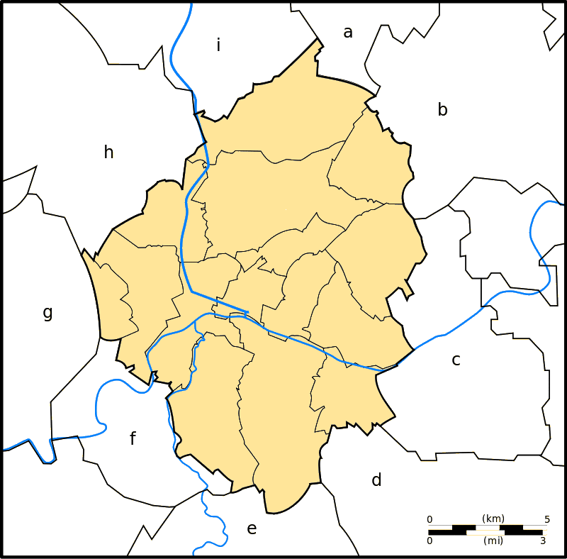 Carte des communes limitrophes de Charleroi