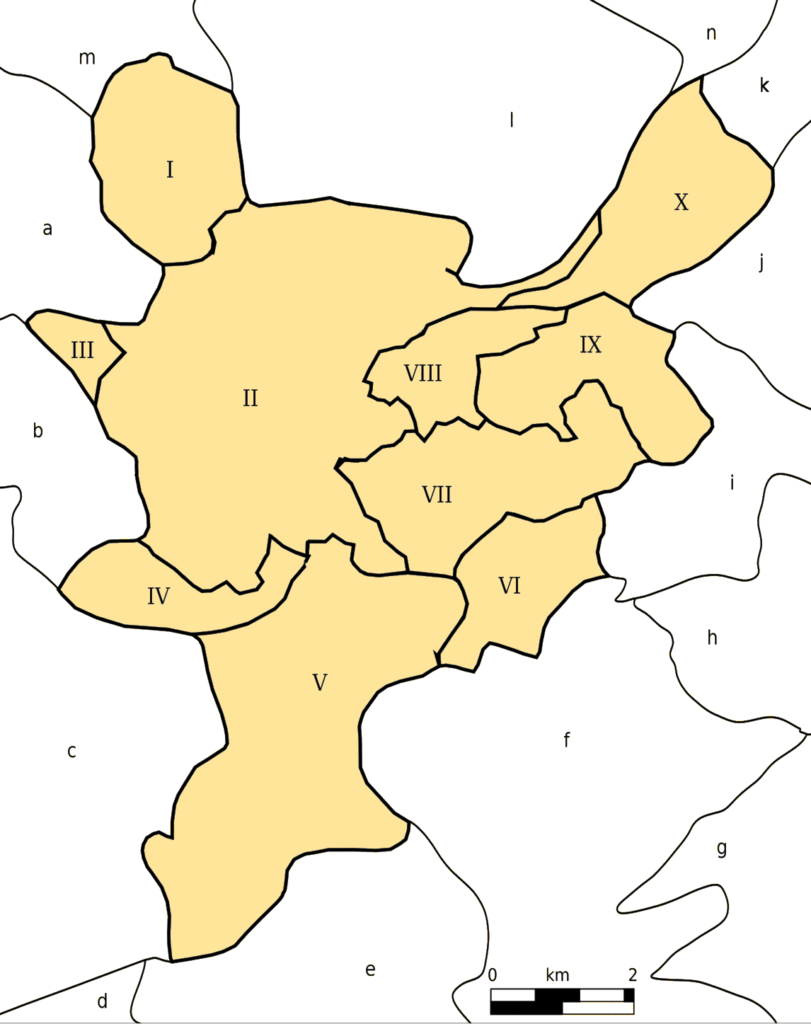 Carte des sections de Liège
