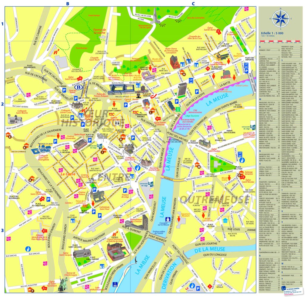 Carte touristique de Liège.