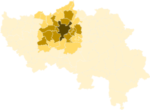 Carte de la région urbaine de Liège