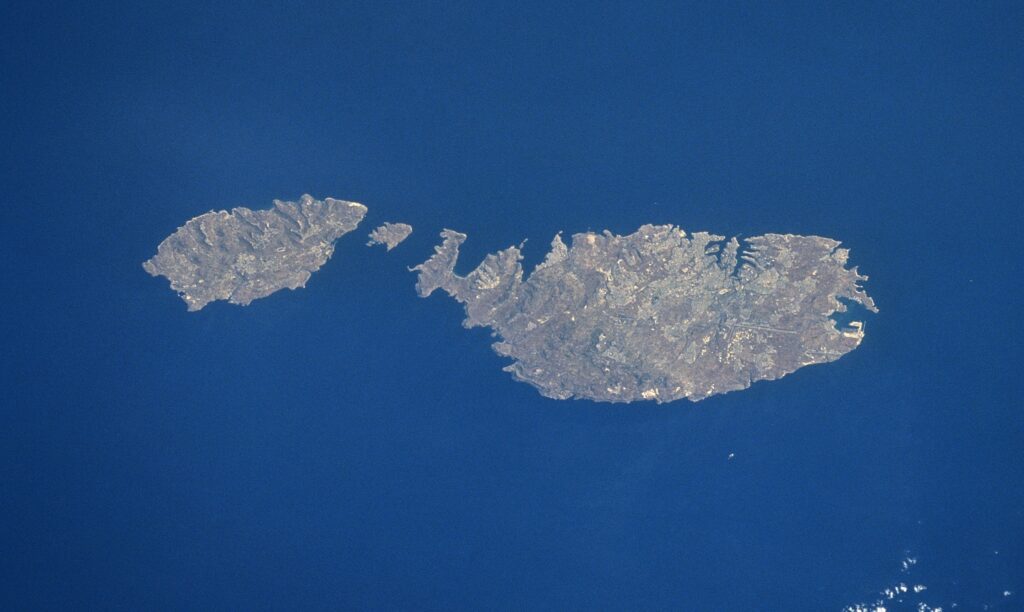 Image satellite de Malte dans la mer Méditerranée