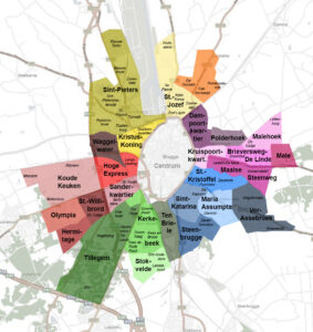 Quartiers dans les sections urbaines de Bruges
