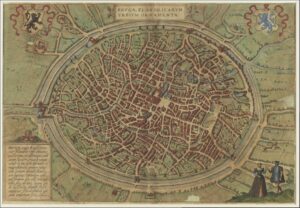 Ancienne carte de Bruges par Braun et Hogenberg, 1572