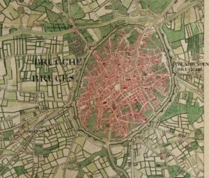 Bruges sur la carte Ferraris vers 1775