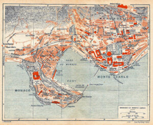 Carte de Monaco & Monte-Carlo dressée en novembre 1921.