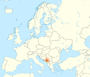 Carte de localisation du Monténégro en Europe du Sud-Est.