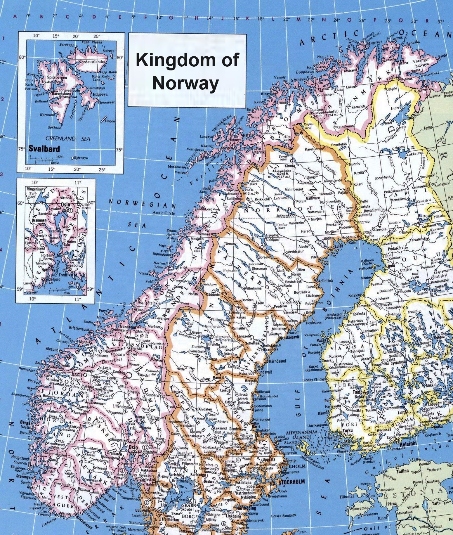 Carte de la Norvège