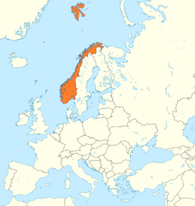 Carte de localisation de la Norvège en Europe du Nord.