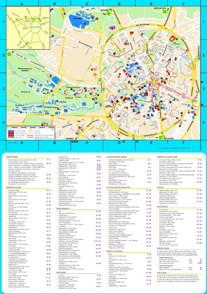 Carte touristique de Louvain.