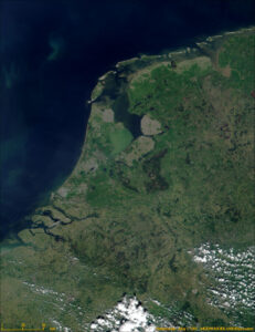 Image satellite des Pays-Bas.