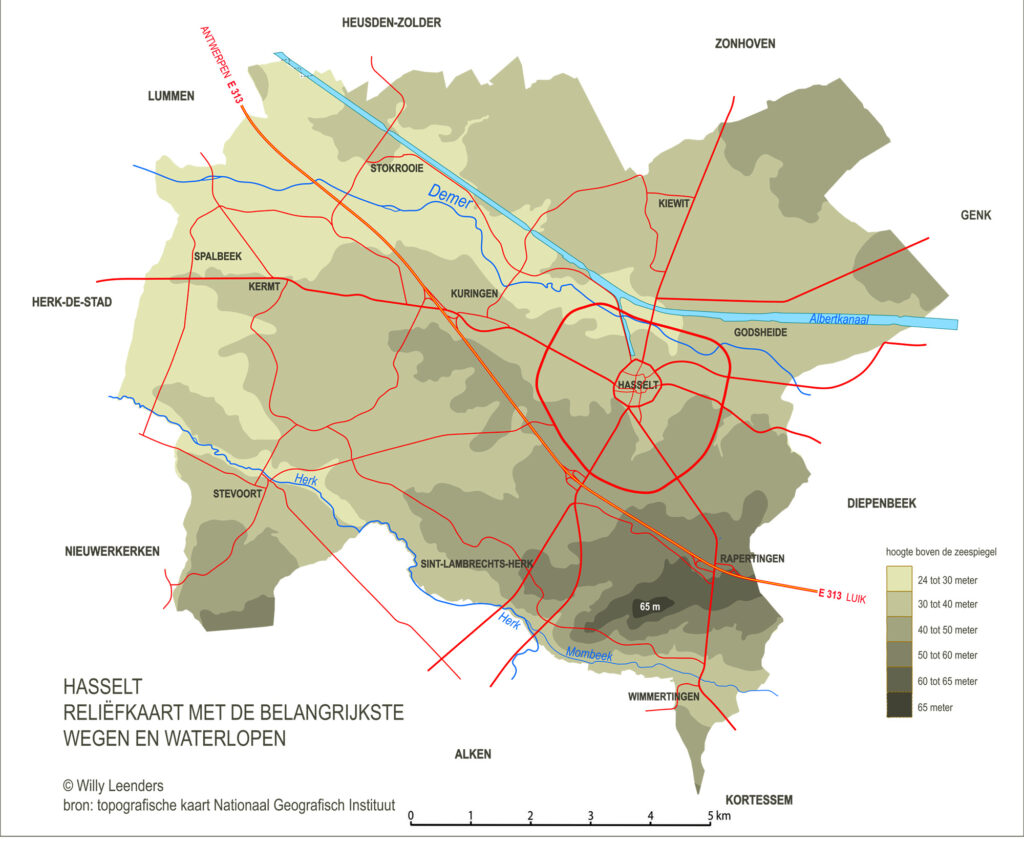 Carte topographique de la commune de Hasselt