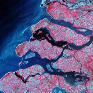 Image satellite de la côte sud des Pays-Bas