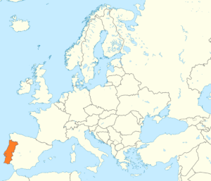 Carte de localisation du Portugal en Europe.