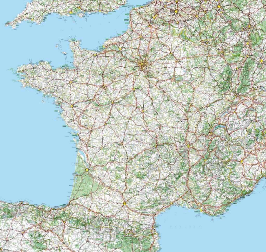 Carte routière de la France.