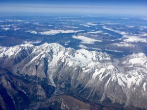Vue aérienne du massif du Mont Blanc