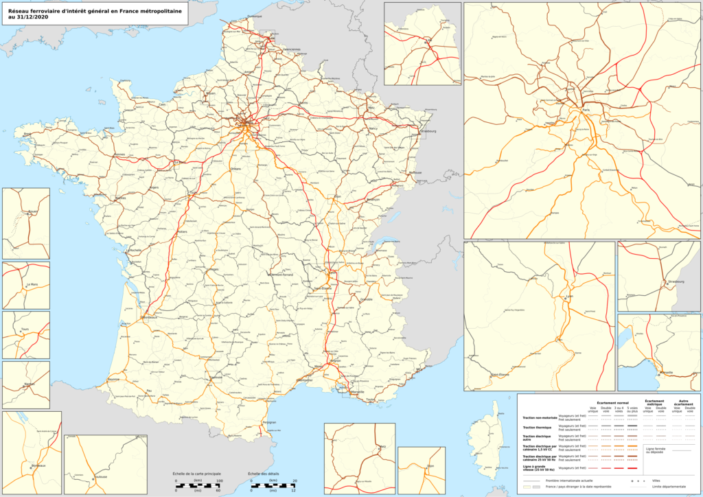 Carte du réseau ferroviaire en France