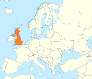 Carte de localisation du Royaume-Uni en Europe.