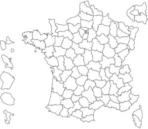Carte de France vierge à imprimer en noir et blanc avec les DOM