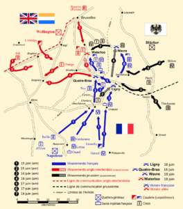Carte de la bataille de Waterloo du 18 juin 1815.