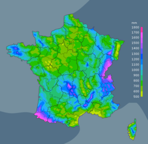 Carte pluviométrique de la France
