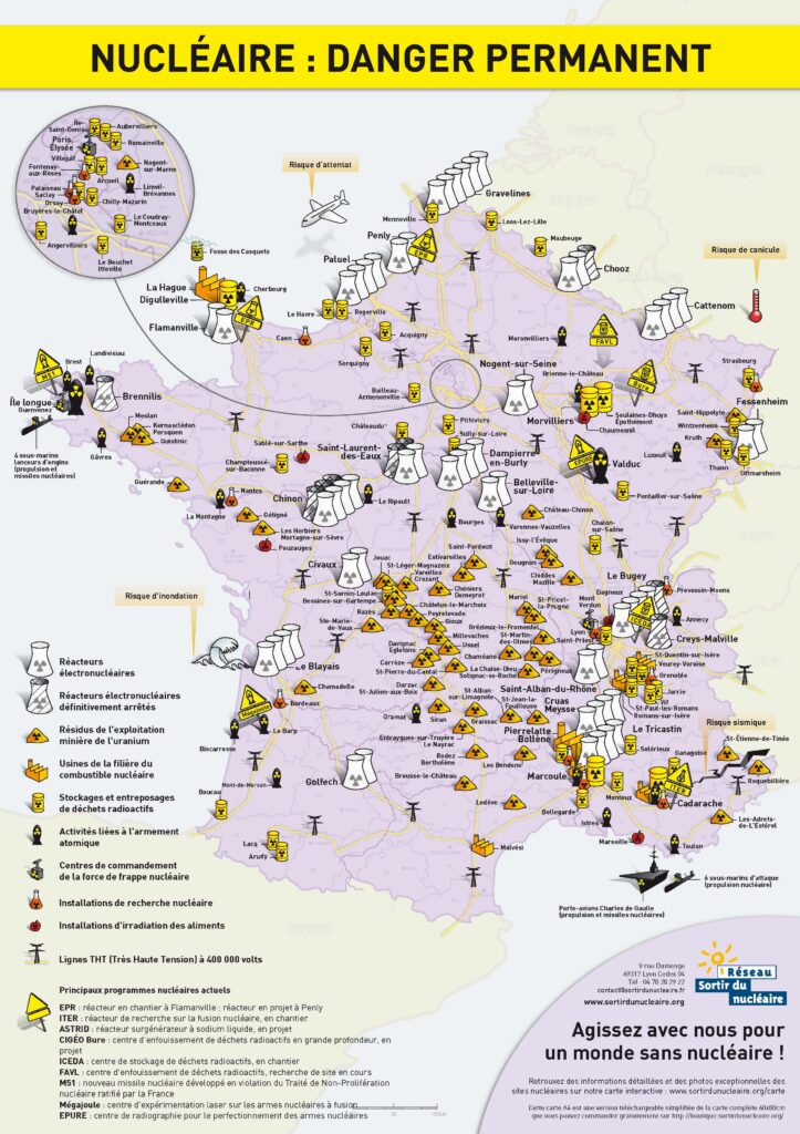 Carte de l’industrie nucléaire en France.