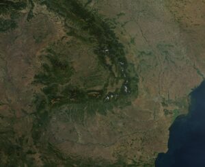 Image satellite de la Roumanie en 2003.